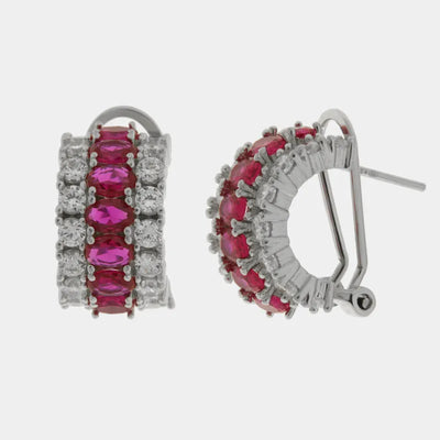 Orecchini in Argento 925 semicerchio con zirconi rossi Collezione Hanoi - BYSIMON gioielli