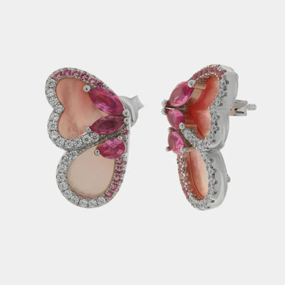 Orecchini argento 925 farfalla rosa in madreperla - BYSIMON gioielli