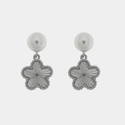 Orecchini argento 925 fiore con perla - BYSIMON gioielli