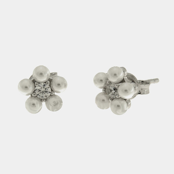 Orecchini in Argento 925 fiore con perle - BYSIMON gioielli