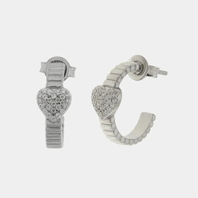 Orecchini argento 925 semicerchio con cuore - BYSIMON gioielli