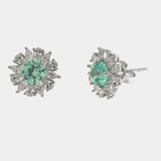 Orecchini in Argento 925 fiore zirconato con punto luce azzurro