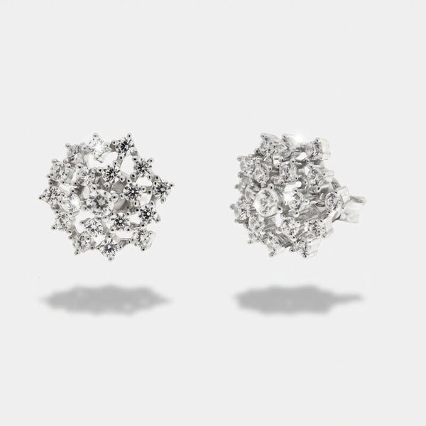 Orecchini argento 925 fiore a lobo zirconato - BYSIMON gioielli