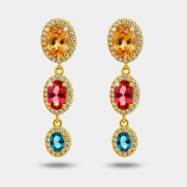 Orecchini argento 925 zirconi pendenti colorati - BYSIMON gioielli