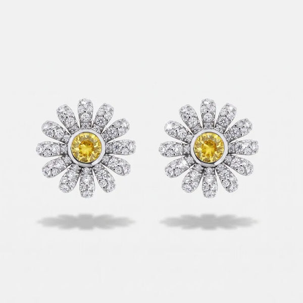 Orecchini in Argento 925 Margherita pavè giallo chiaro