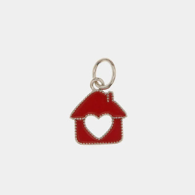 Ciondolo in Argento 925 a forma di casa con smalto rosso BYS - gioiello BySimon