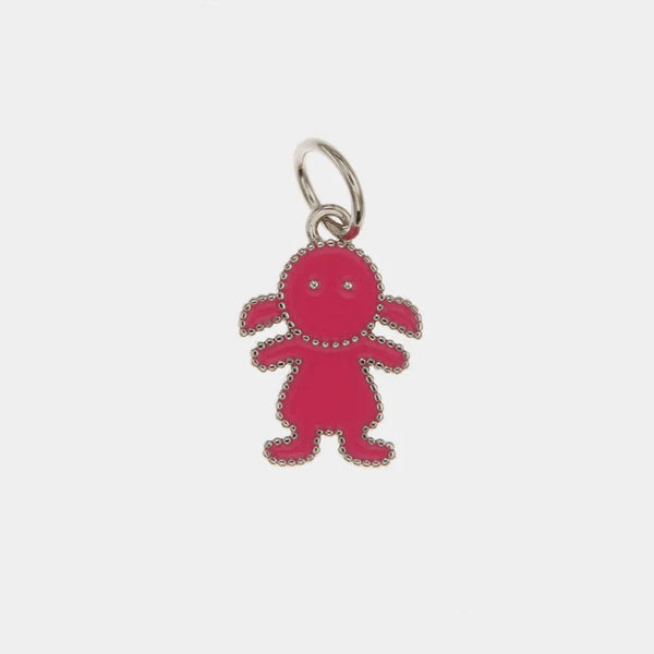 Ciondolo in Argento 925 a forma di bambina con smalto rosa BYS - gioiello BySimon