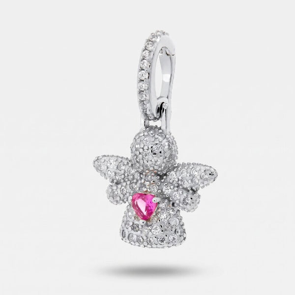 Ciondolo in Argento 925 con angelo e cuore rosa BYSIMON - gioiello BySimon