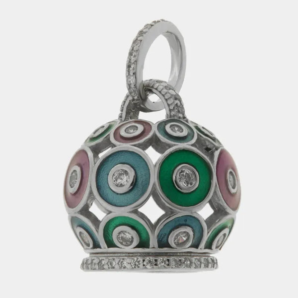 Ciondolo in Argento 925 con campanella e smalti colorati