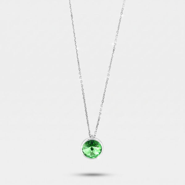 Collana in Argento 925 con punto luce pendente impreziosito da cristallo verde - BYSIMON gioielli