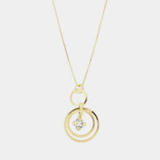 Collana in Argento 925 con cerchi pendenti impreziositi da un cristallo bianco centrale