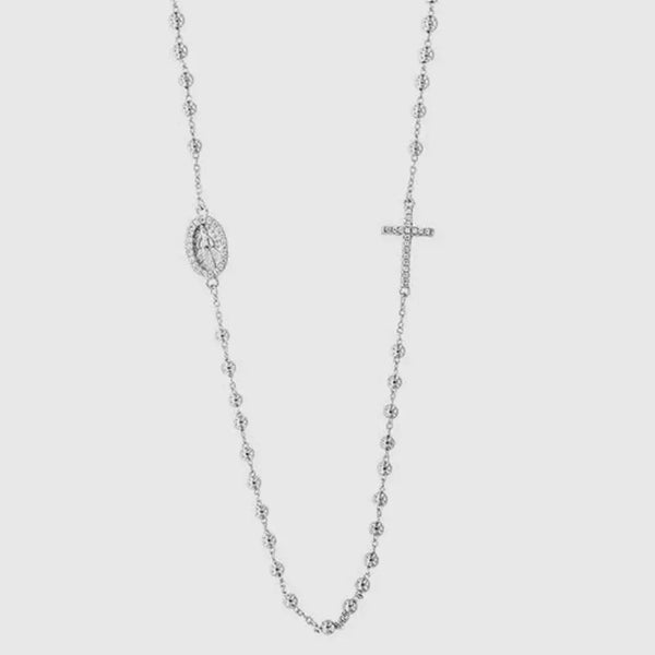 Collana in Argento 925 con simboli religiosi impreziositi da zirconi bianchi