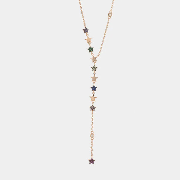 925 Silver necklace with star pendant embellished with colorful cubic zirconia