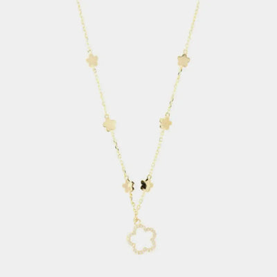 Collana in Argento 925 con fiore pendente impreziosito da zirconi bianchi