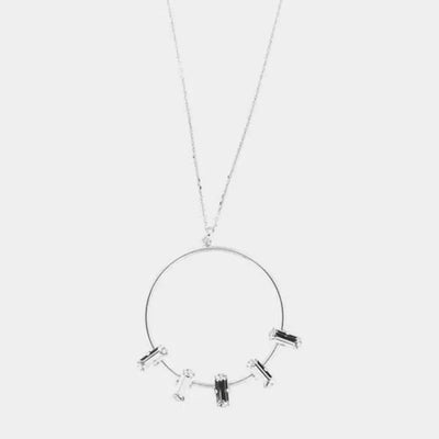 Collana in Argento 925 con cerchio pendente impreziosito da cristalli bianchi
