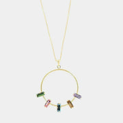 Collana in Argento 925 con cerchio pendente impreziosito da cristalli multicolore