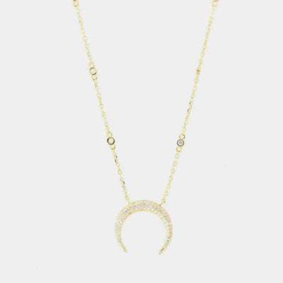 Collana in Argento 925 con pendente mezza luna e zirconi bianchi