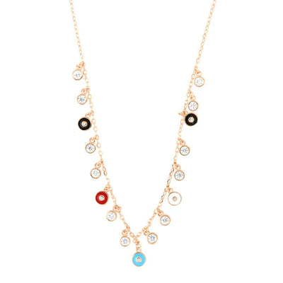 Collana in Argento 925 con pendenti smaltati e zirconi bianchi