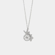 Collana in Argento 925 con ciondolo carretto siciliano, impreziosito da zirconi bianchi