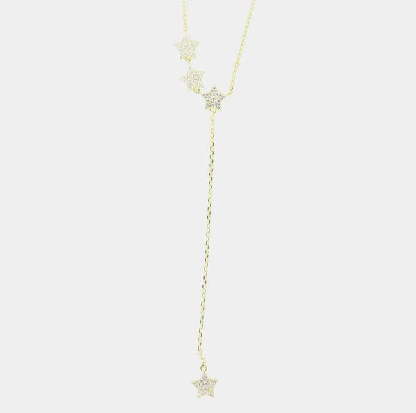 Sterling Silver necklace with white zirconia embellished stars