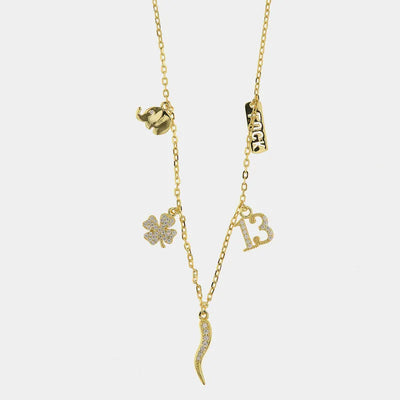 Collana in Argento 925 con amuleti pendenti e zirconi bianchi BYSIMON - gioiello BySimon