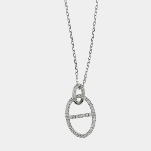 Necklace in 925 silver intertwined circles and white zircons