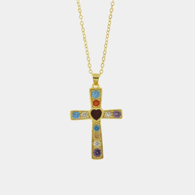 Collana in Argento 925 con croce impreziosita da zirconi multicolore