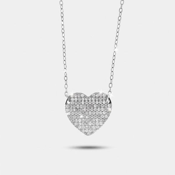 Collana in Argento 925 a forma di cuore con zirconi bianchi Collezione Barcellona - BYSIMON gioielli