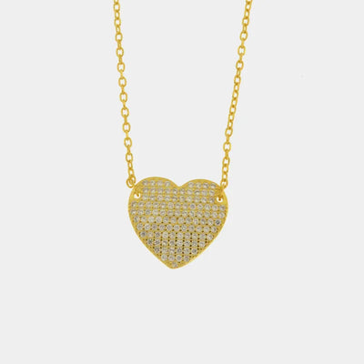 Heart-shaped necklace in 925 silver with white zircons