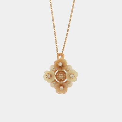 Collana in Argento 925 con fiori in madreperla con zirconi colorati