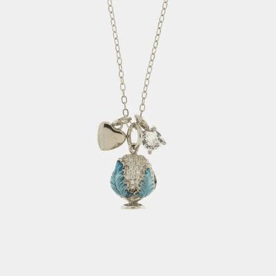 Collana in Argento 925 con pumo impreziosito da zirconi bianchi e cuore pendente
