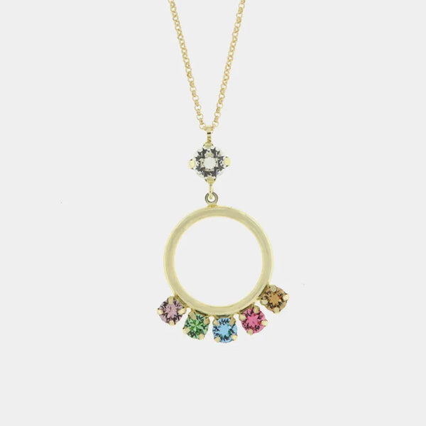 Collana in Argento 925 a cerchio con cristalli colorati