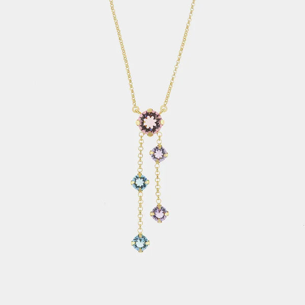 Collana in Argento 925 con cristalli colorati pendenti