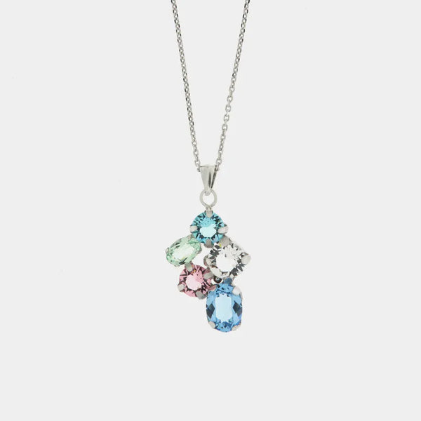 Collana in Argento 925 con cristalli colorati pendenti - BYSIMON gioielli