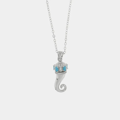 Collana in argento 925 con cornetto portafortuna turchese | collana cornetto argento | BYSIMON