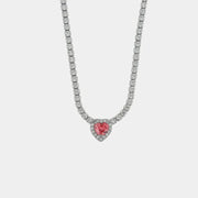 Collana in Argento 925 con cuore rosso impreziosito da zirconi
