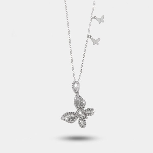 Collana in Argento 925 con farfalla impreziosita da zirconi Collezione Barcellona - BYSIMON gioielli
