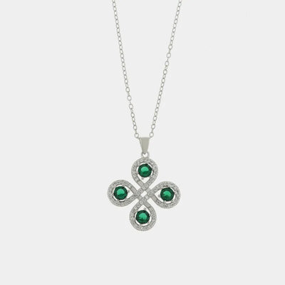Collana in Argento 925 con fiore impreziosito da zirconi verdi Collezione Barcellona - BYSIMON gioielli