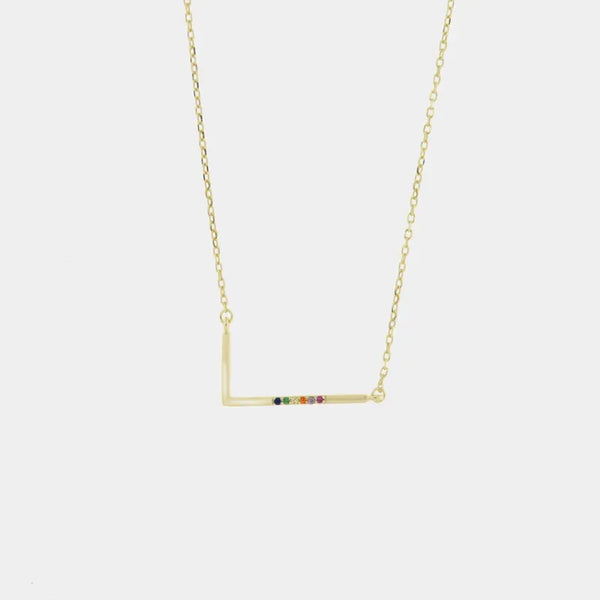 Collana in Argento 925 con piastra impreziosita da zirconi multicolor