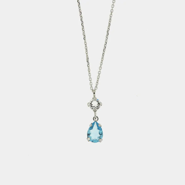 925 Silver necklace with two crystals