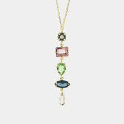 925 Silver necklace with crystals in green shades