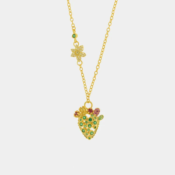 Collana in Argento 925 con cactus e zirconi colorati - BYSIMON gioielli