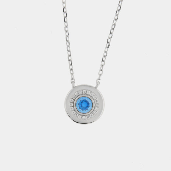 Collana in Argento 925 con zircone azzurro placcato rodio Collezione Amsterdam - BYSIMON gioielli