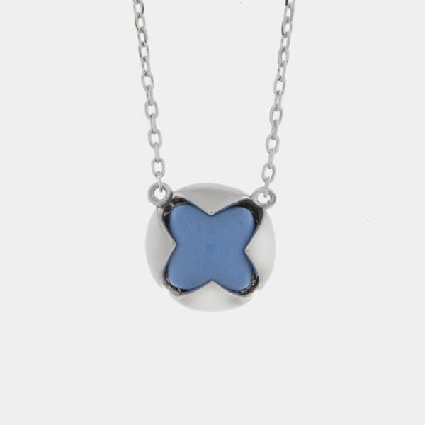 Collana in Argento 925 con fiore blu - BYSIMON gioielli
