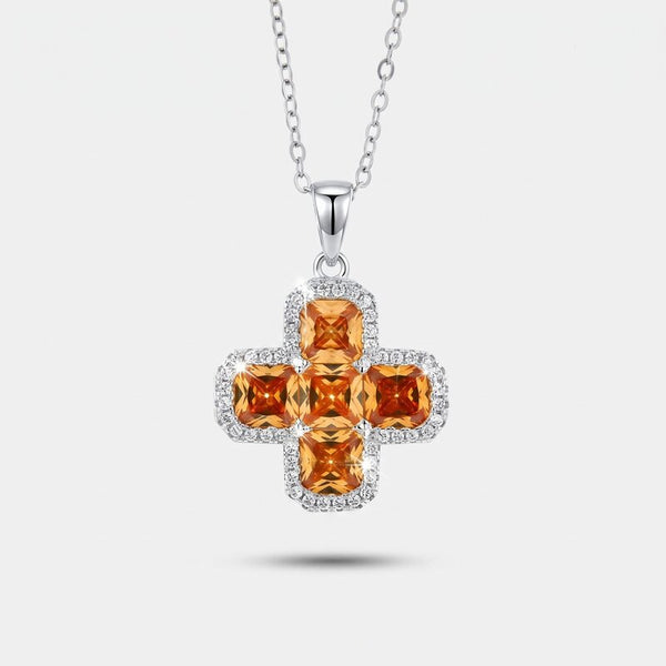 Collana in Argento 925 con pendente croce zirconi champagne - BYSIMON gioielli