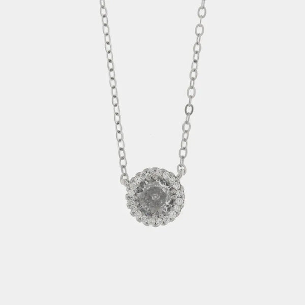Collana in Argento 925 con ciondolo zirconato placcato rodio