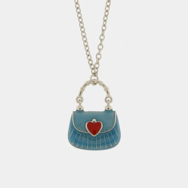 Collana in Argento 925 con borsetta azzurra - BYSIMON gioielli