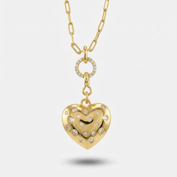 Collana in Argento 925 con cuore liscio gold con zirconi Collezione Amsterdam - BYSIMON gioielli