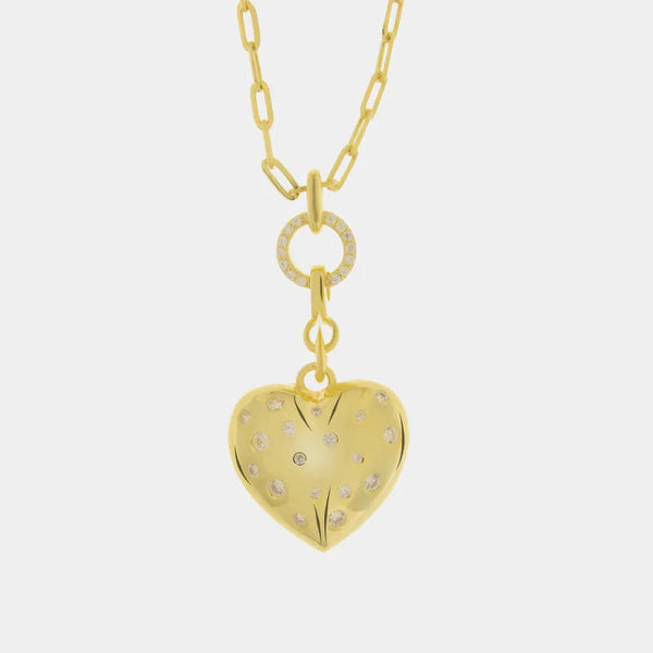 Collana in Argento 925 con cuore liscio gold con zirconi Collezione Amsterdam - BYSIMON gioielli