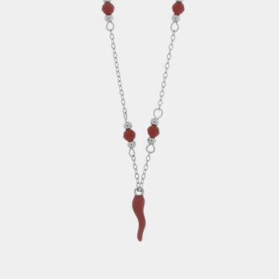 Collana in Argento 925 con corno rosso - BYSIMON gioielli